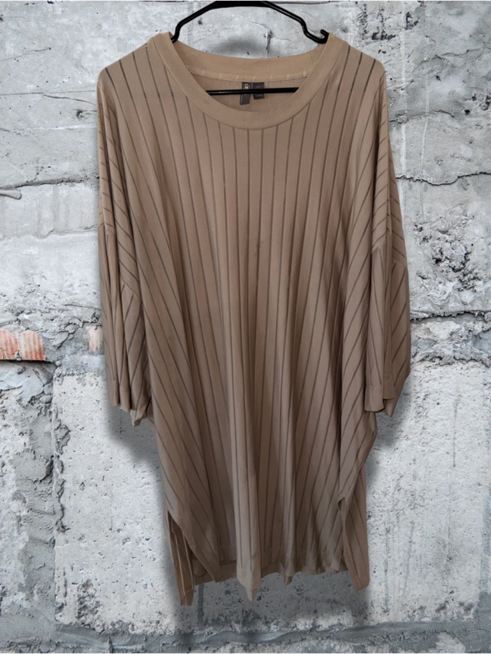 ASOS Ribbed Short Sleeve Tunic Top - Beige